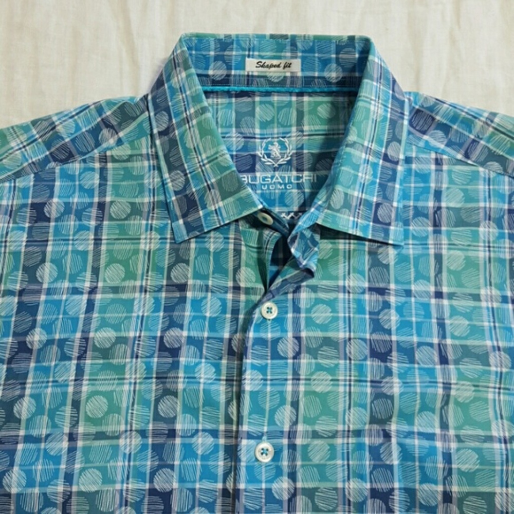 Bugatchi Uomo Shaped Fit Short Sleeve Shirt Medium
